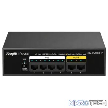 Reyee 4 Port 10/100 PoE Switch with 2 x RJ45 10/100 Uplinks