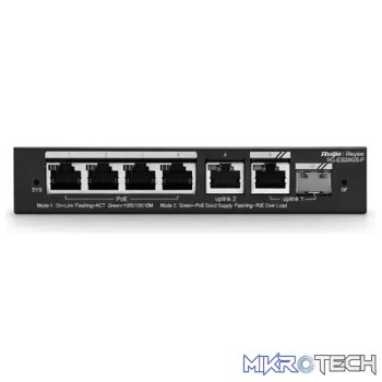 Reyee 4 Port 1GE PoE Cloud Managed Switch with 1 x RJ45 1GE Uplinks and 1 x RJ45/SFP 1GE Uplinks
