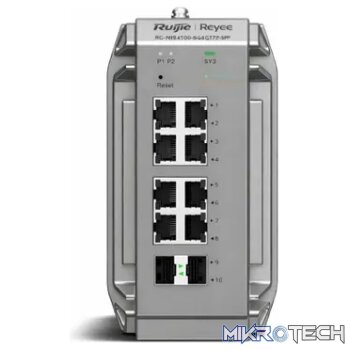 Reyee 8 Port 1GE PoE Cloud Managed Industrial Switch with 2 SFP 1GE Uplinks
