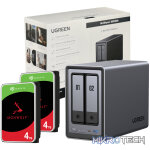 UGreen NASync DXP2800 2 Bay NAS with Seagate Ironwolf NAS 8TB SATA Hard Drive Bundle (2x 4TB)