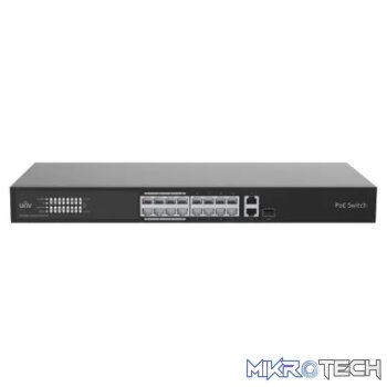 Uniview 16 Port 10/100 PoE Cloud Managed Switch with 1 x RJ45 1GE and 1 x RJ45/SFP 1GE Uplink