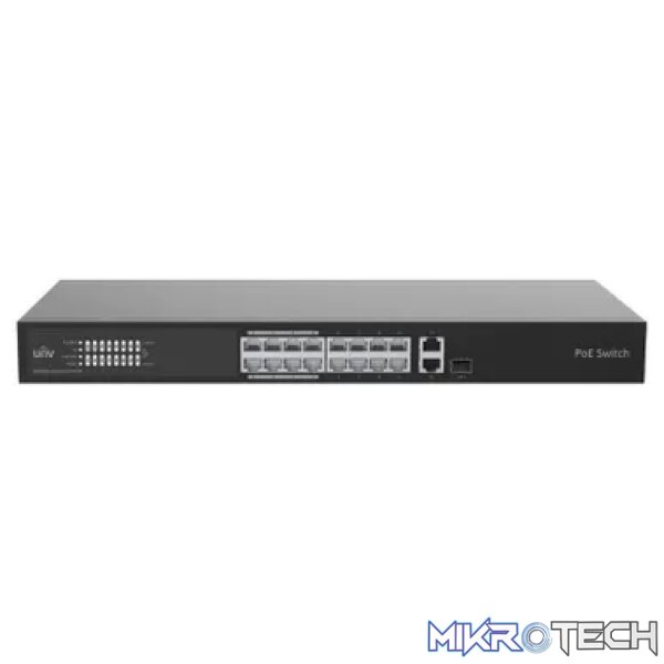 Uniview 16 Port 10/100 PoE Cloud Managed Switch with 1 x RJ45 1GE and 1 x RJ45/SFP 1GE Uplink Uniview 16 Port 10/100 PoE Cloud Managed Switch with 1 x RJ45 1GE and 1 x RJ45/SFP 1GE Uplink