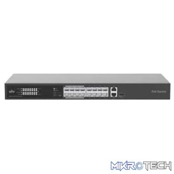 Uniview 16 Port 10/100 PoE Switch with 1 x RJ45 1GE and 1 x RJ45/SFP 1GE Uplink