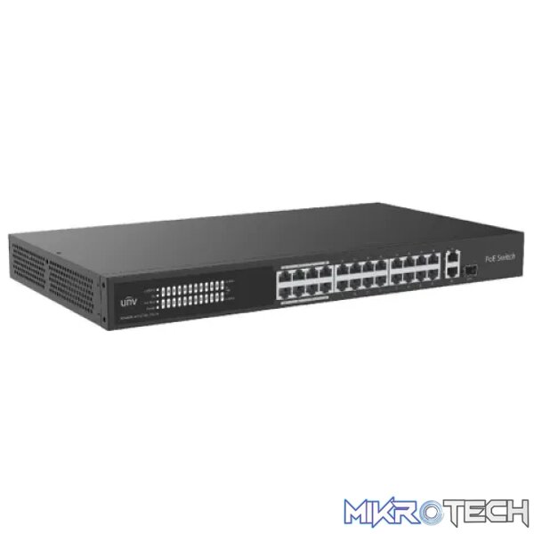 Uniview 24 Port 10/100 PoE Cloud Managed Switch with 1 x RJ45 1GE and 1 x RJ45/SFP 1GE Uplink - Image 3