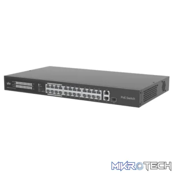 Uniview 24 Port 10/100 PoE Switch with 1 x RJ45 1GE and 1 x RJ45/SFP 1GE Uplink - Image 3