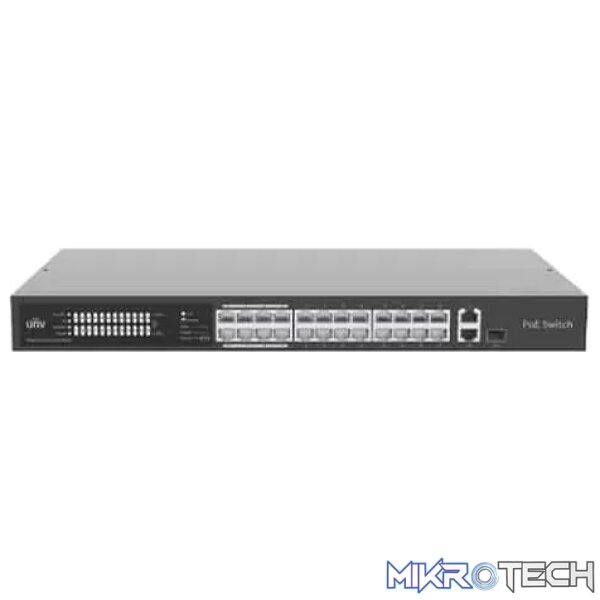 Uniview 24 Port 10/100 PoE Switch with 1 x RJ45 1GE and 1 x RJ45/SFP 1GE Uplink Uniview 24 Port 10/100 PoE Switch with 1 x RJ45 1GE and 1 x RJ45/SFP 1GE Uplink