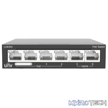 Uniview 6 Port 10/100 PoE Switch with 2 x 10/100 RJ45 Uplink