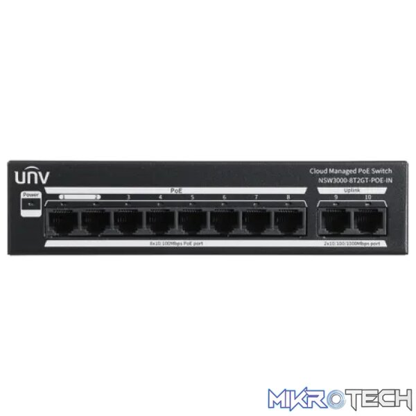 Uniview 8 Port 10/100 PoE Cloud Managed Switch with 2 x 1GE RJ45 Uplink Uniview 8 Port 10/100 PoE Cloud Managed Switch with 2 x 1GE RJ45 Uplink