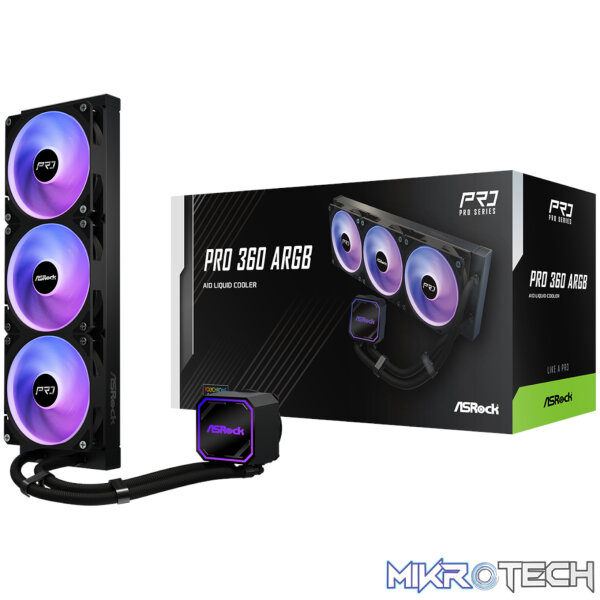ASRock PRO 360 ARGB All-in-one Liquid CPU Cooler - Black ASRock PRO 360 ARGB All-in-one Liquid CPU Cooler - Black