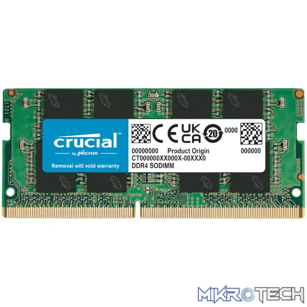 Crucial 32GB 3200MHz DDR4 SODIMM Notebook Memory Crucial 32GB 3200MHz DDR4 SODIMM Notebook Memory