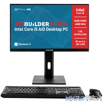 PCBuilder FUSION 24" Intel Core i5-12400 16GB DDR5 1TB Windows 11 AiO Desktop PC