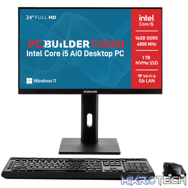 PCBuilder FUSION 24" Intel Core i5-12400 16GB DDR5 1TB Windows 11 AiO Desktop PC PCBuilder FUSION 24" Intel Core i5-12400 16GB DDR5 1TB Windows 11 AiO Desktop PC
