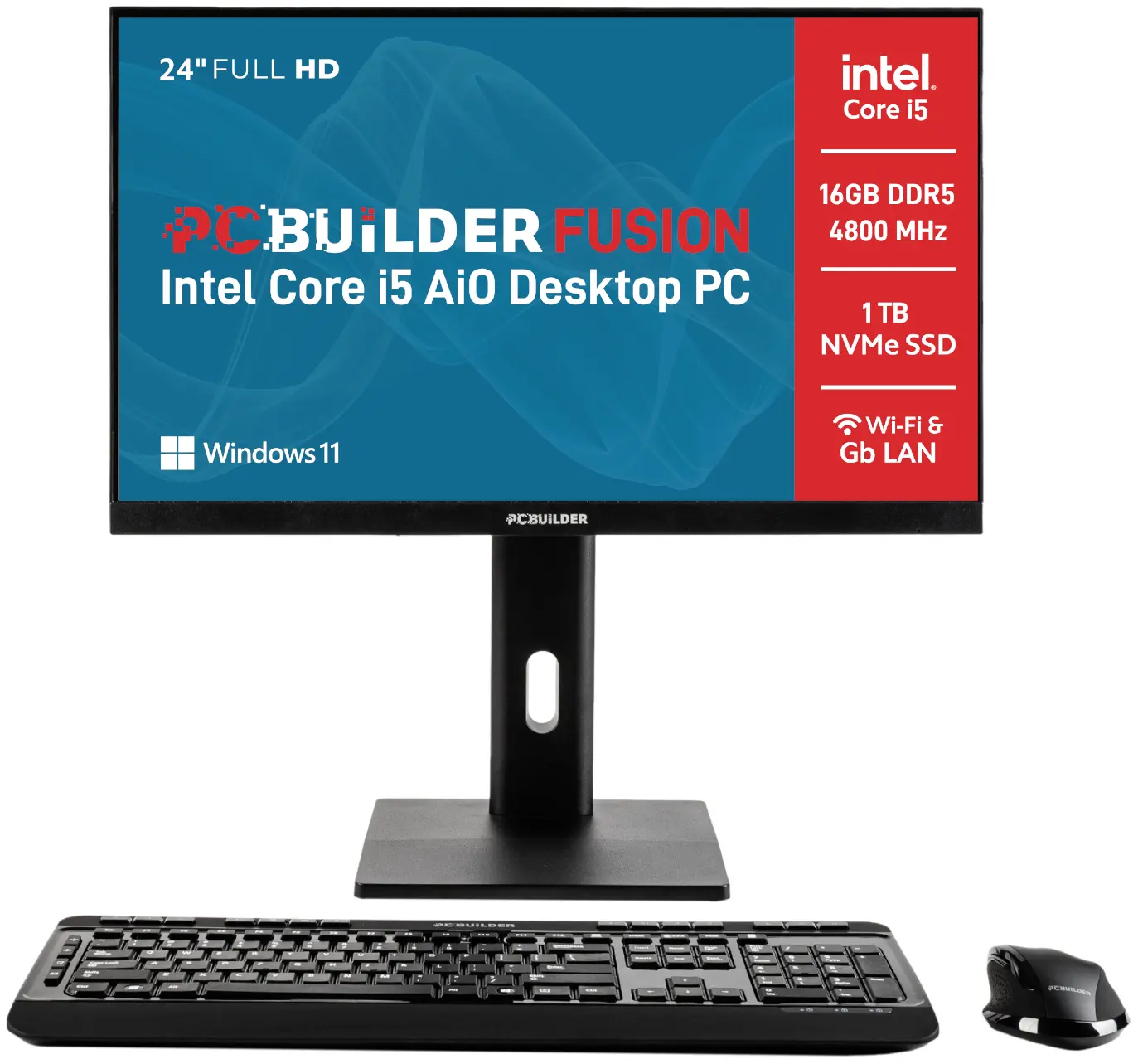 PCBuilder FUSION 24" Intel Core i5-12400 16GB DDR5 1TB Windows 11 AiO Desktop PC