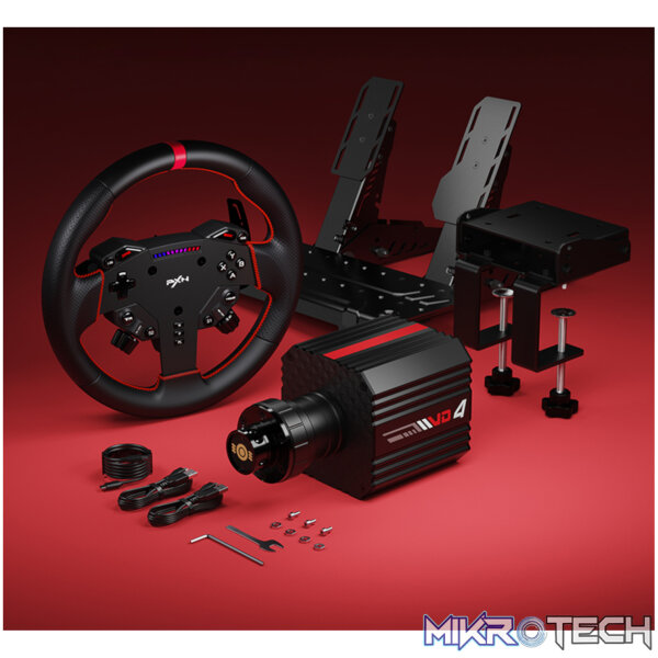 PXN VD4 Direct Drive Sim Racing Wheel – PD-HM Dual Pedal – Z8 Clamp Bundle - Image 7